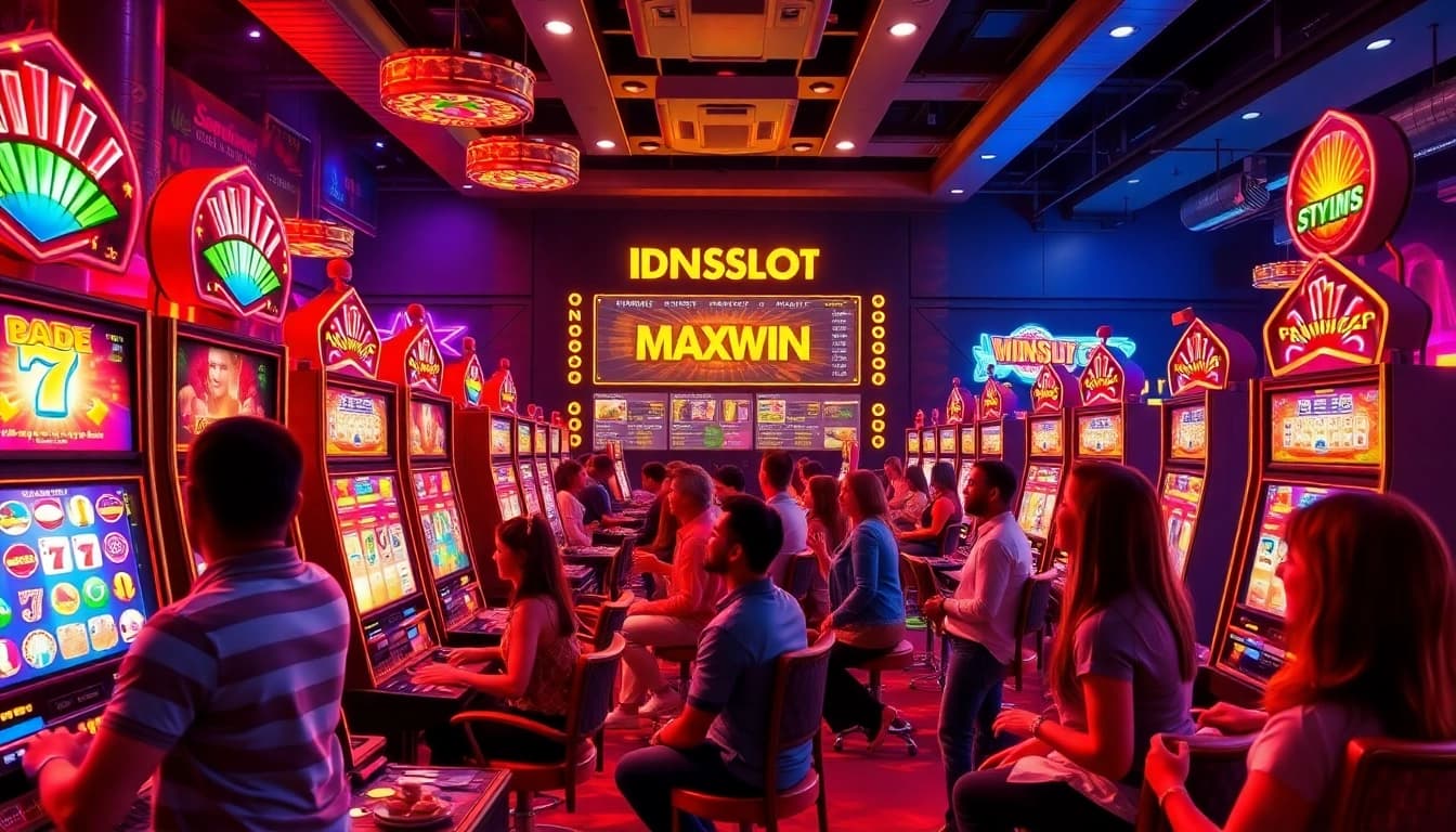 Experience the thrill of idnslot with colorful slot machines and shiny casino chips.