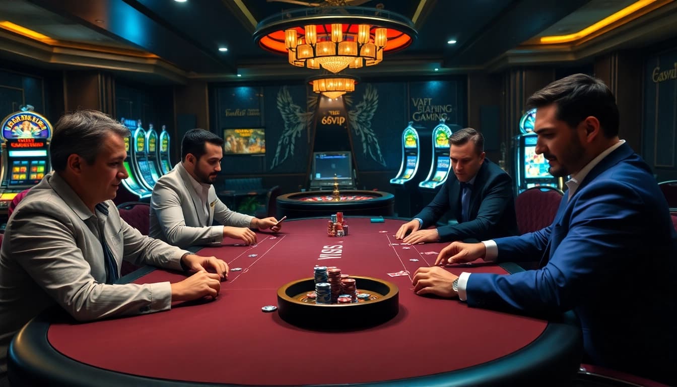Engaging in high-stakes poker at 68VIP with vibrant gaming elements, emphasizing Đăng Nhập Nhà Cái 68VIP.