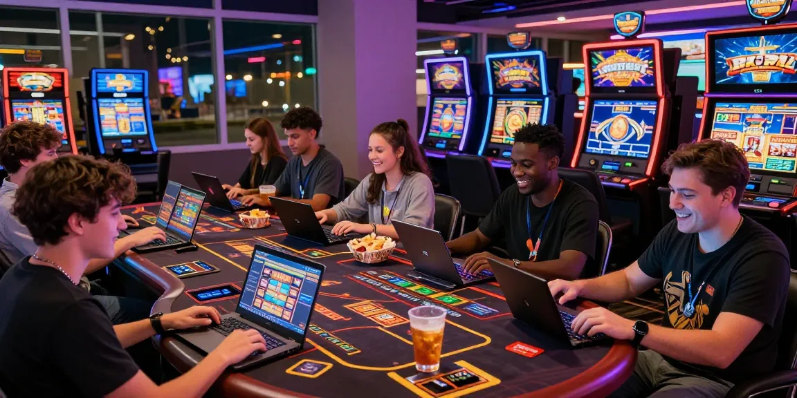 Exciting gaming session at a credit card casino showcasing diverse players engaging at https://eviz.org.uk with vibrant neon lights and modern devices.