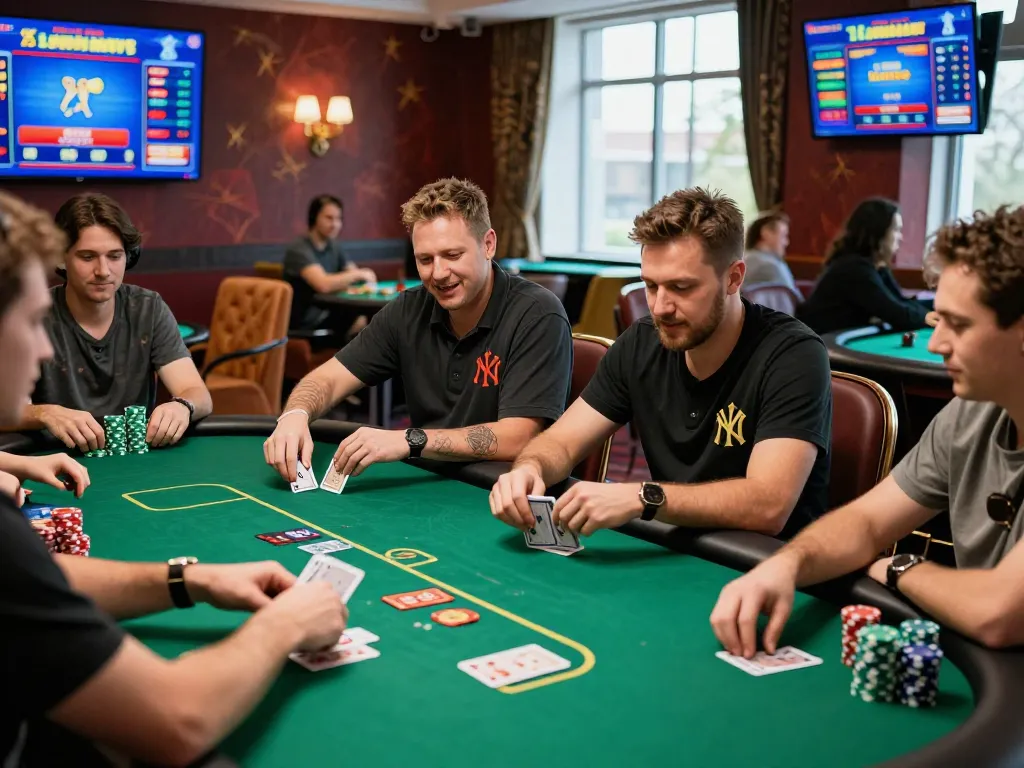 Exciting interaction at bong99 live casino poker table with players and dealer engaged in gameplay