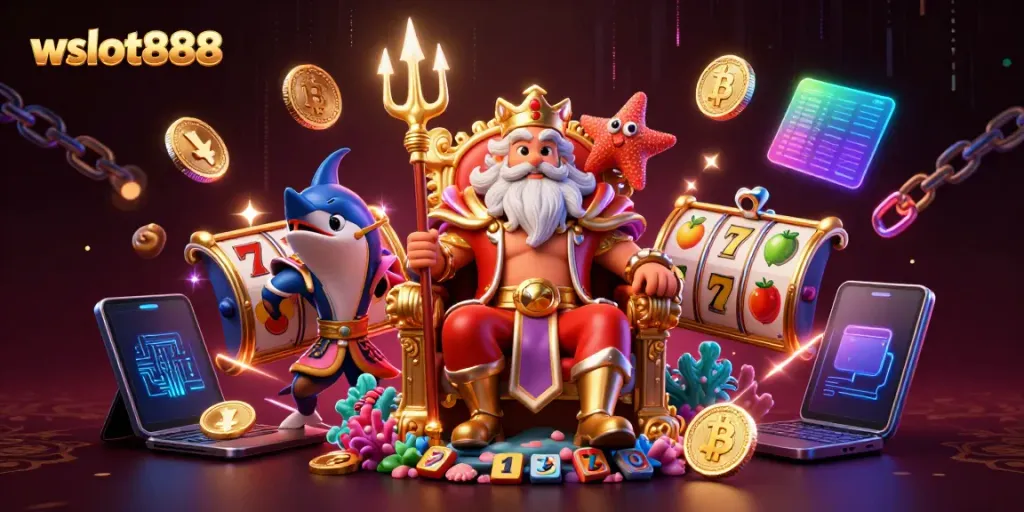 Menangkan permainan slot di wslot888 dengan simbol buah, gulungan, dan karakter 3D yang bersemangat.