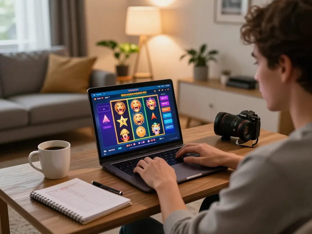 Player engaging in online gambling at home with nhà cái 88aa displayed on the laptop screen.
