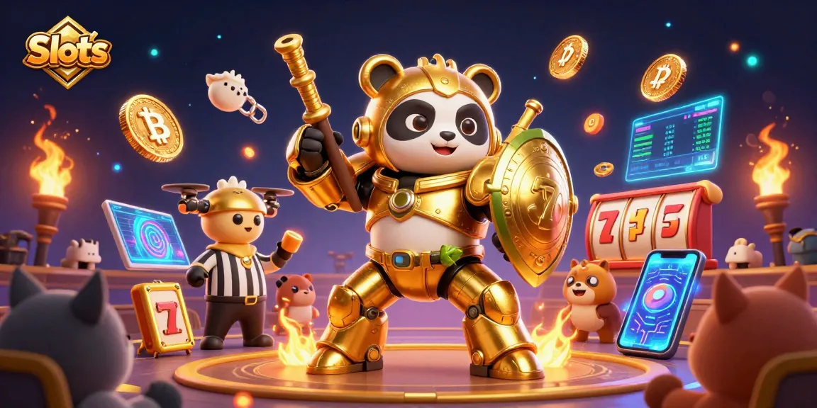Experience exciting Slots action with a vibrant 3D panda and immersive gambling elements.