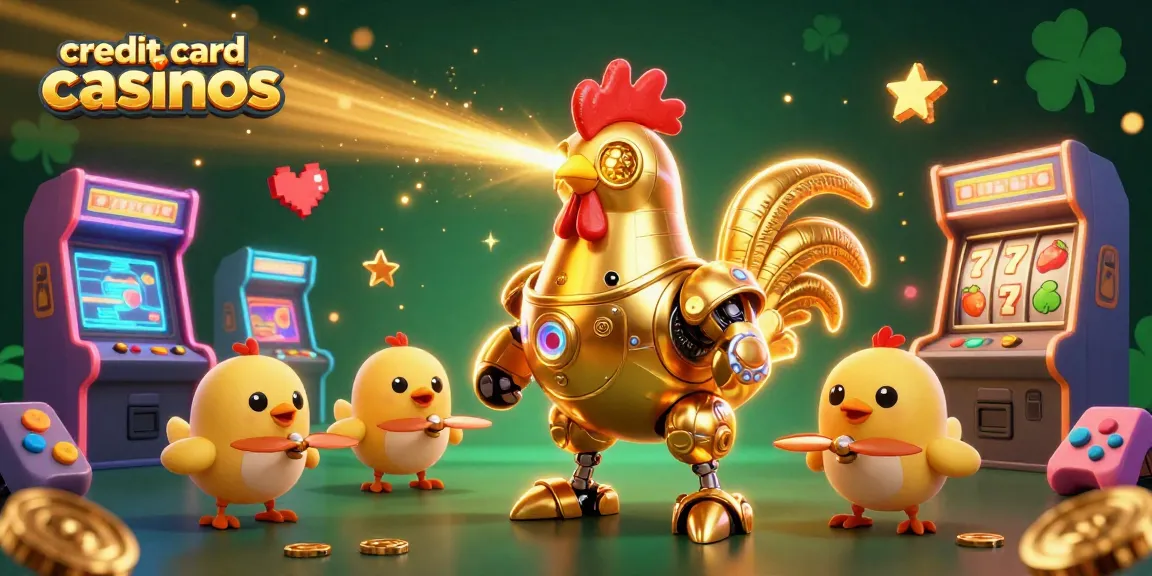 Engage with exciting credit card casinos and dynamic gaming elements in a vibrant 3D scene.