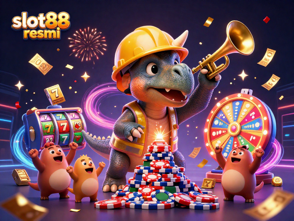 Join the excitement of slot88 resmi as the triceratops celebrates big wins with colorful slots and prizes!