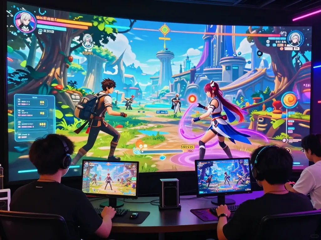 Characters enjoying interactive porngames in a vibrant fantasy setting with engaging gameplay elements.