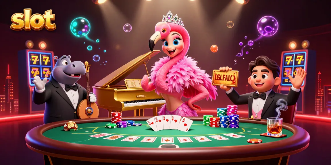 Spin and win with slot reels and vibrant casino characters in an exciting illustration.