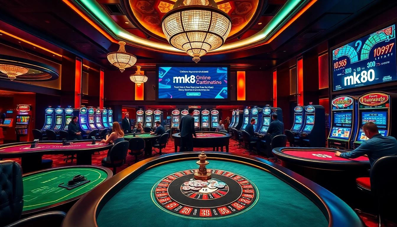 Exciting casino scene showcasing mk8 promotions with players enjoying table games and slots.
