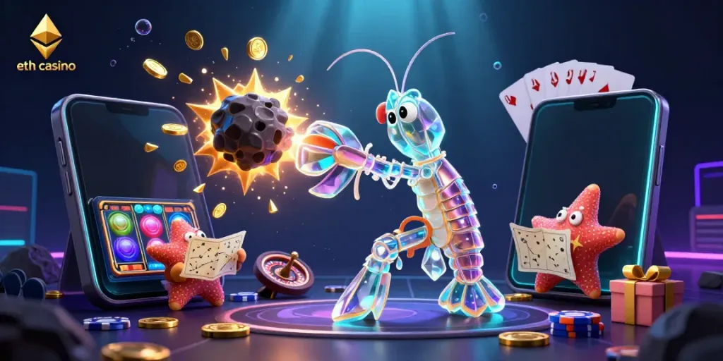 Engage in the eth casino world with vibrant 3D characters and thrilling game elements.