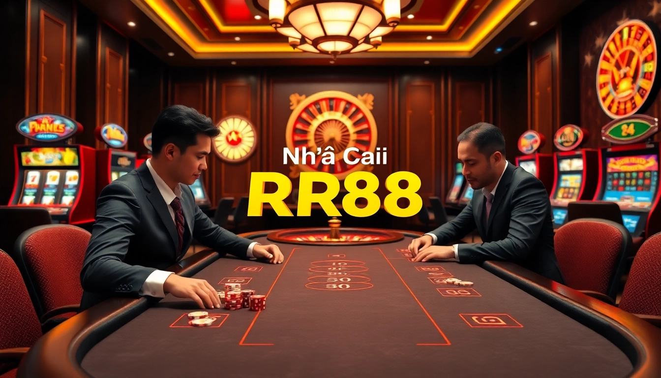 Engaged players at Nhà Cái RR88 poker table showcasing excitement and luxury in online gambling.