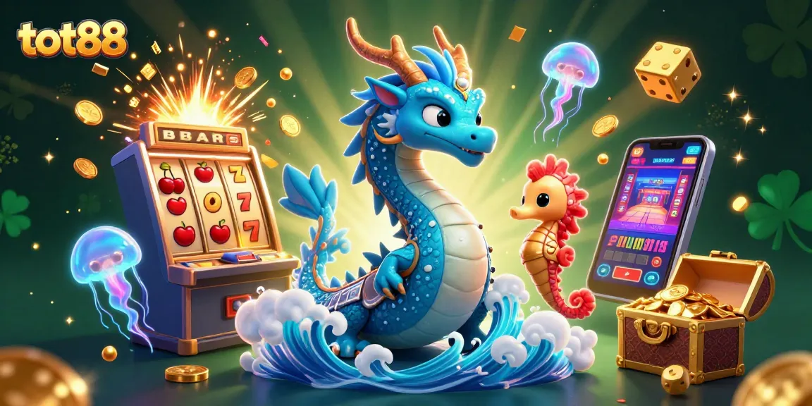 Experience the thrilling tot88 casino adventure with a vibrant underwater scene, featuring a water dragon, seahorse knight, and jackpot elements.