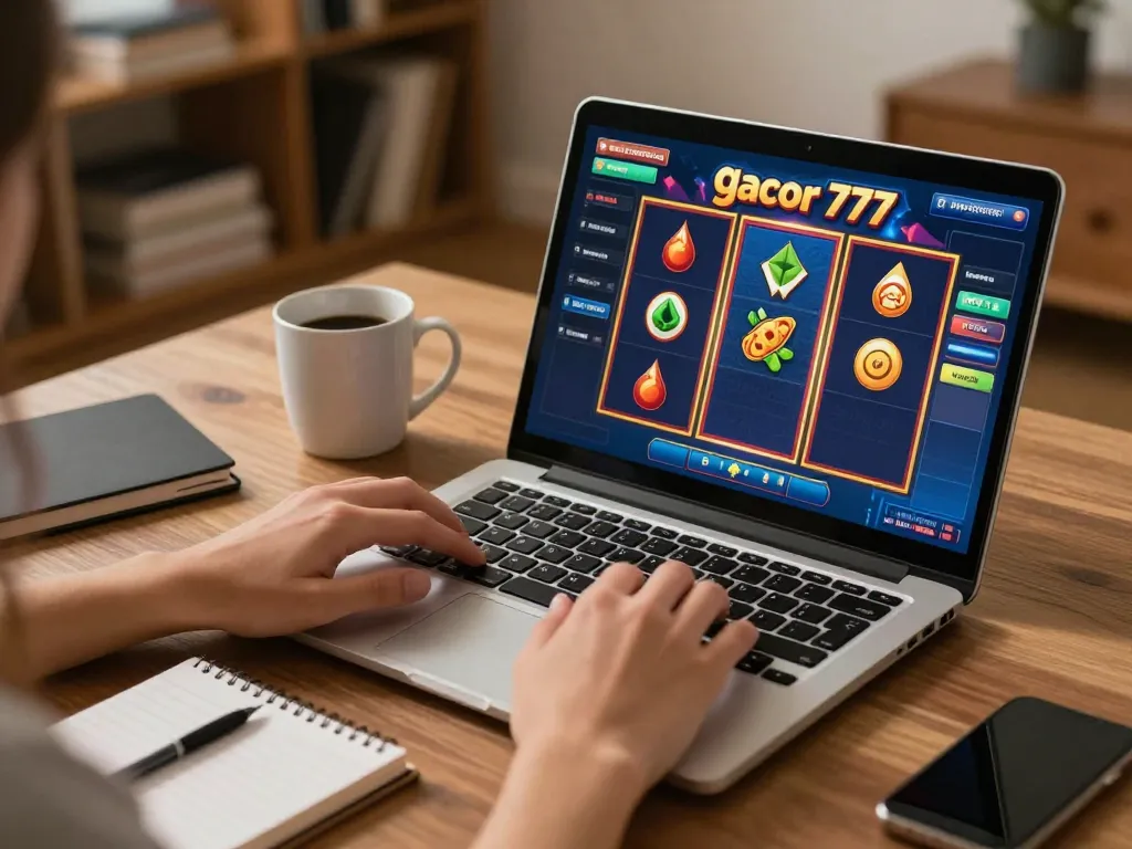 Experience thrilling slot gacor 777 gameplay in a lively online gaming setup