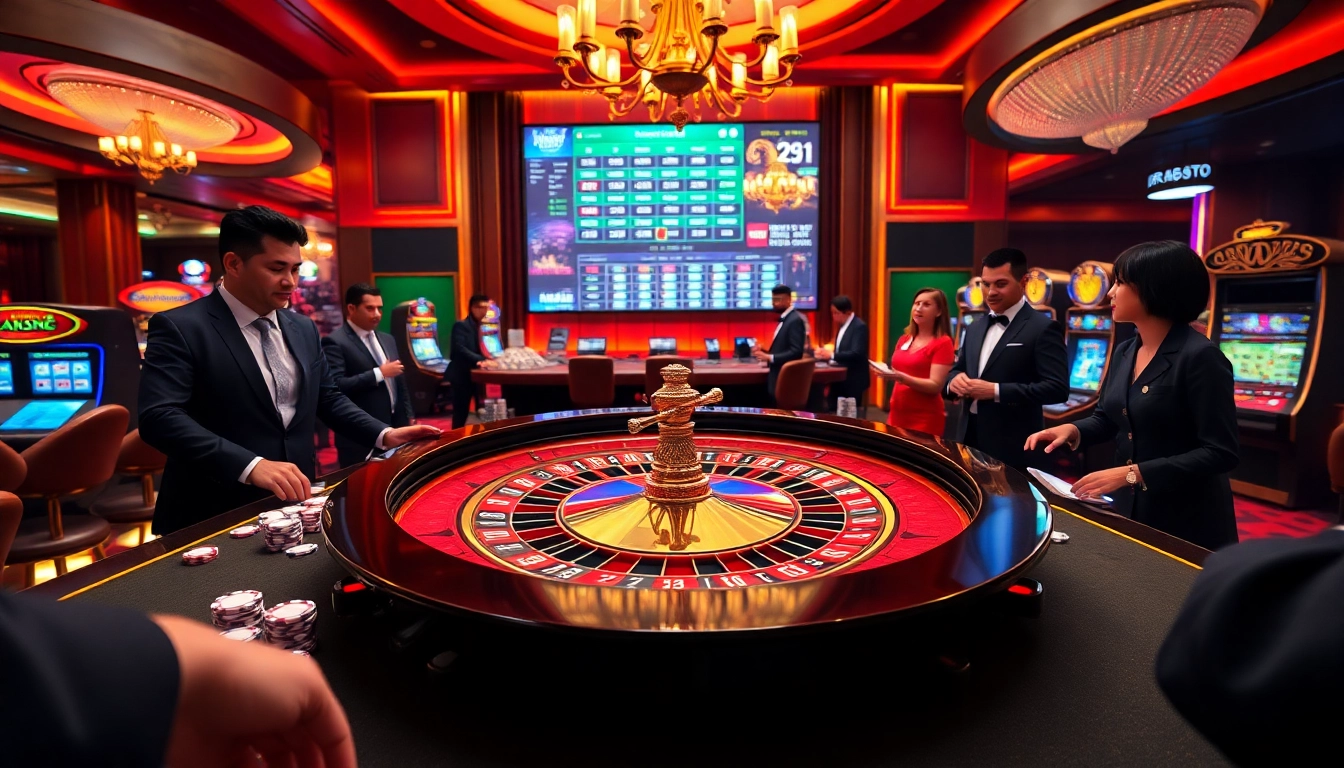 Gamblers engaging at a luxurious roulette table, inspired by https://rr888.in.net/ for online betting excitement.