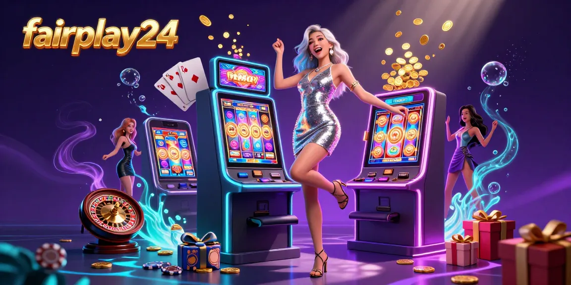 Experience excitement with fairplay24's jackpot slots in this vibrant casino scene.