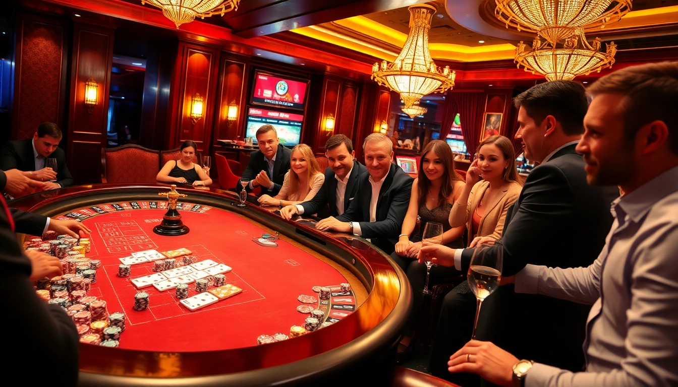 b52club poker players enjoying vibrant gameplay at a luxurious casino table