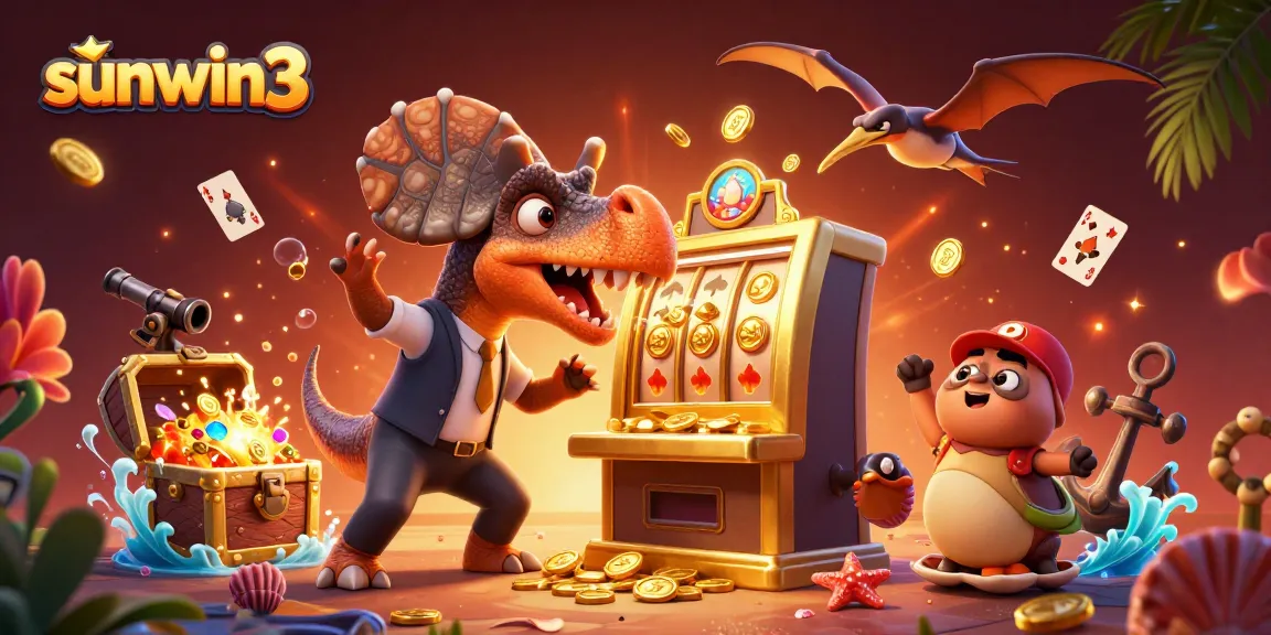Experience the excitement of sunwin3 with a pachycephalosaurus, jackpot coins, and a dynamic casino scene.