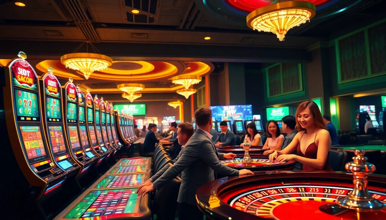Experience exciting slot gacor hari ini gameplay with vibrant casino tables and joyful players.