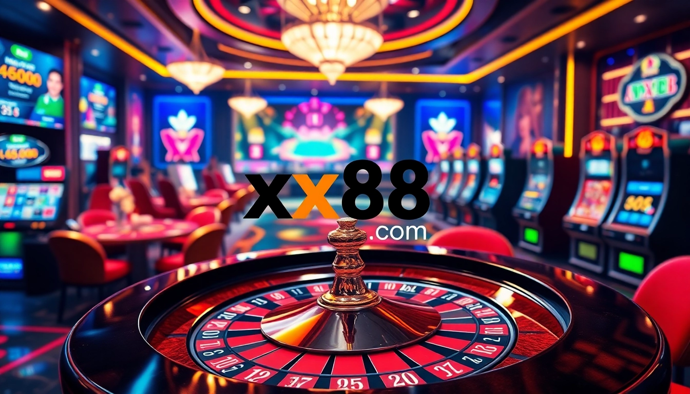 Immerse in the excitement of xx88 com with vibrant casino tables and online gambling scenes.