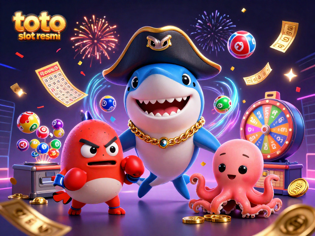 Engage with thrilling games at toto slot resmi, featuring animated characters enjoying cash prizes.