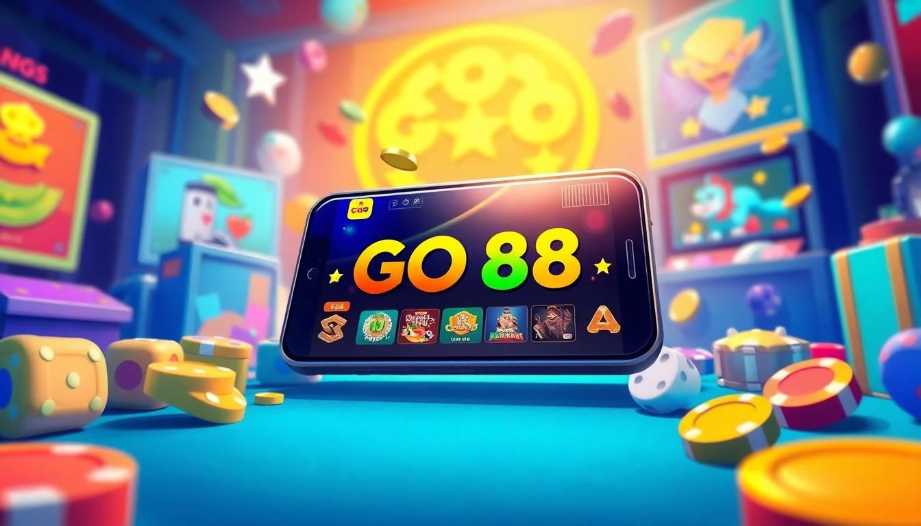 Exciting GO 88 gaming platform illustration showcasing diverse games and engaging interface.