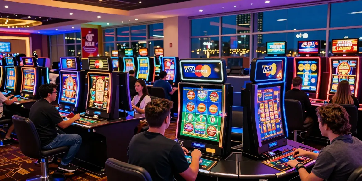 Credit card casino scene at scoarch.org.uk with diverse players enjoying games and fast payments.