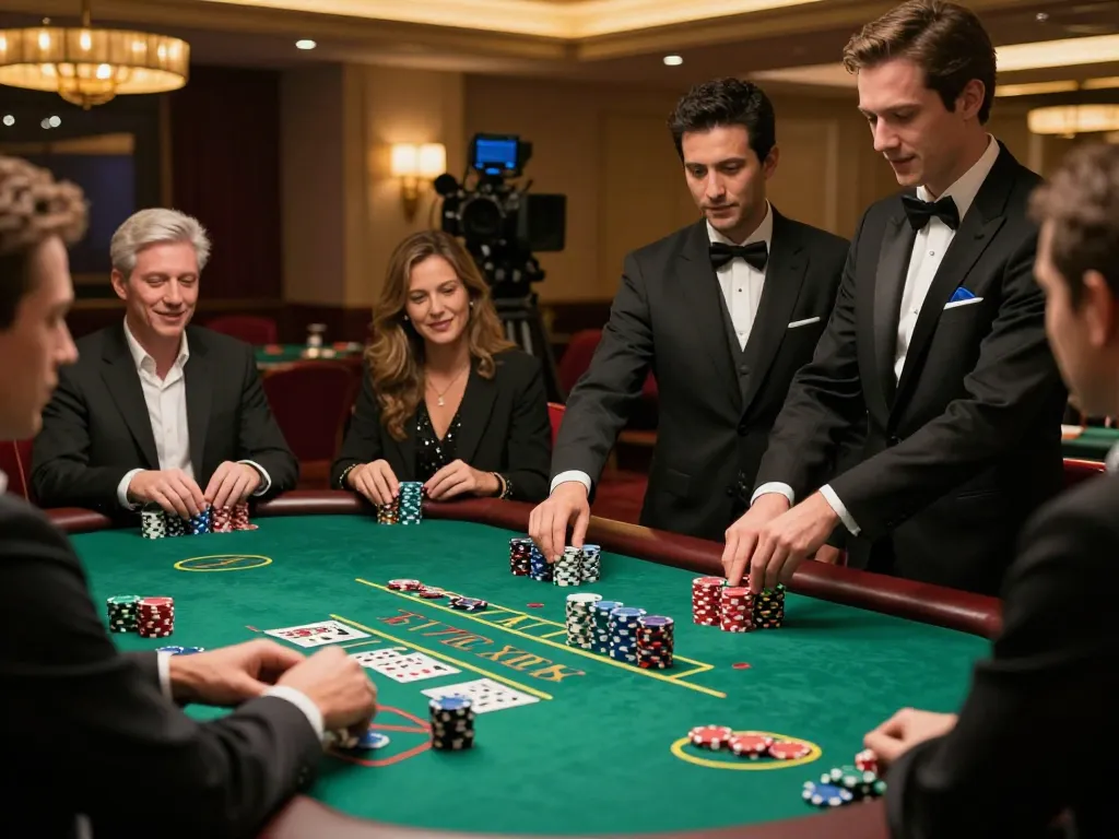 Players strategizing at a blackjack table in ww88 casino under ambient lighting.