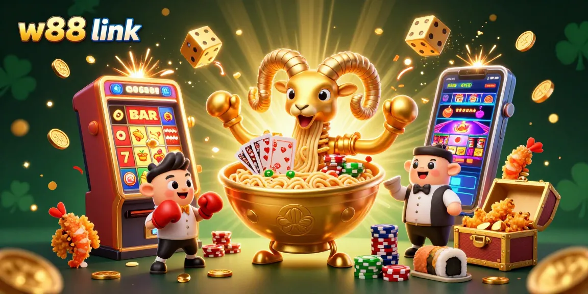 Experience winning strategies and excitement with the w88 link in this vibrant illustration of a dynamic casino scene.