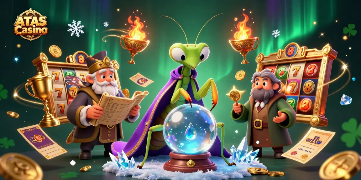 Engage with ATAS Casino's immersive gaming experience featuring lively slot reels and enchanting characters.