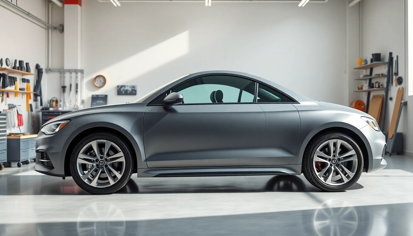 Discover paint protection film near me on a sleek vehicle in a bright showroom setting.