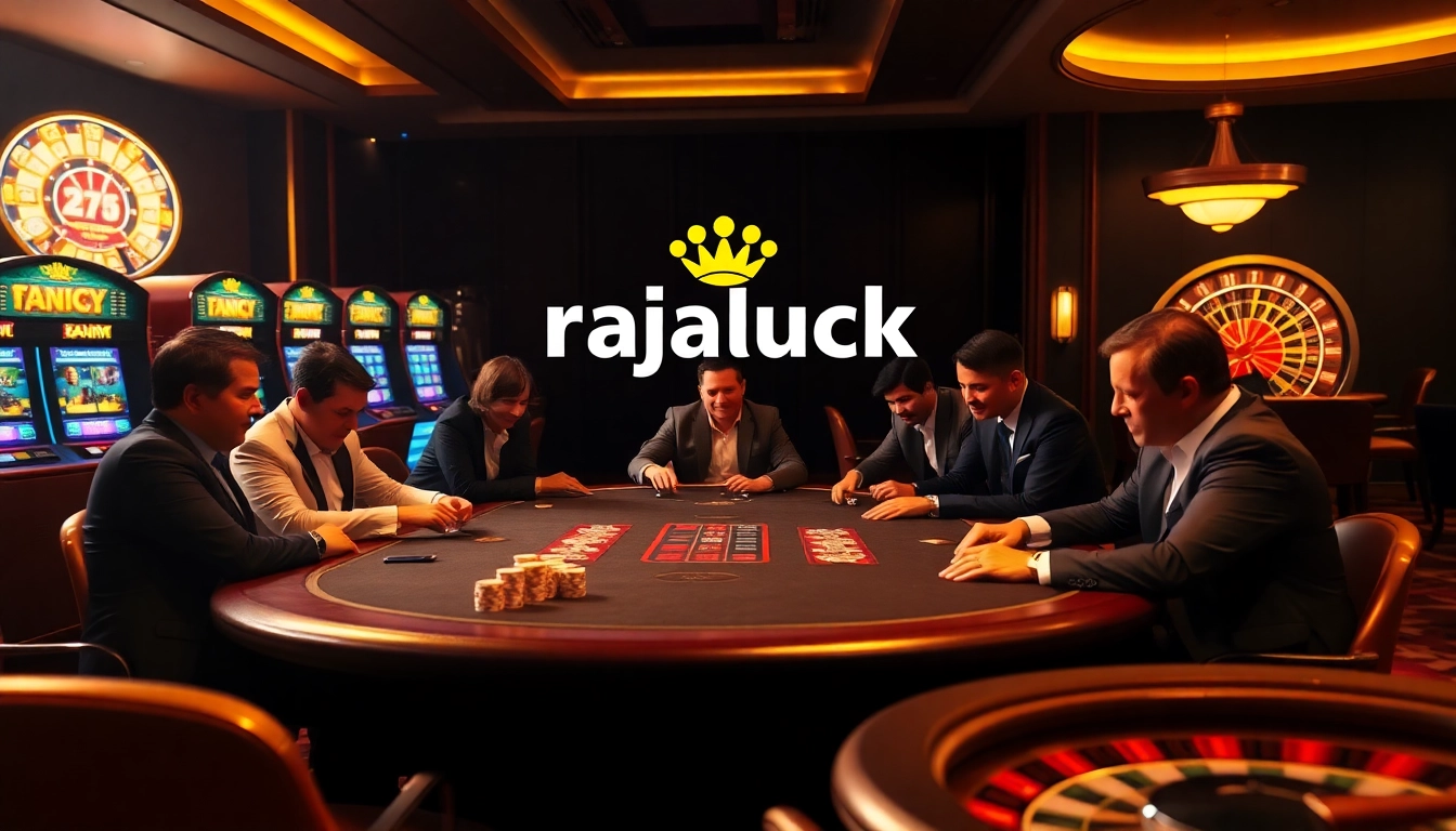 Dynamic poker action at rajaluck casino, showcasing high-stakes excitement and luxurious gaming atmosphere.