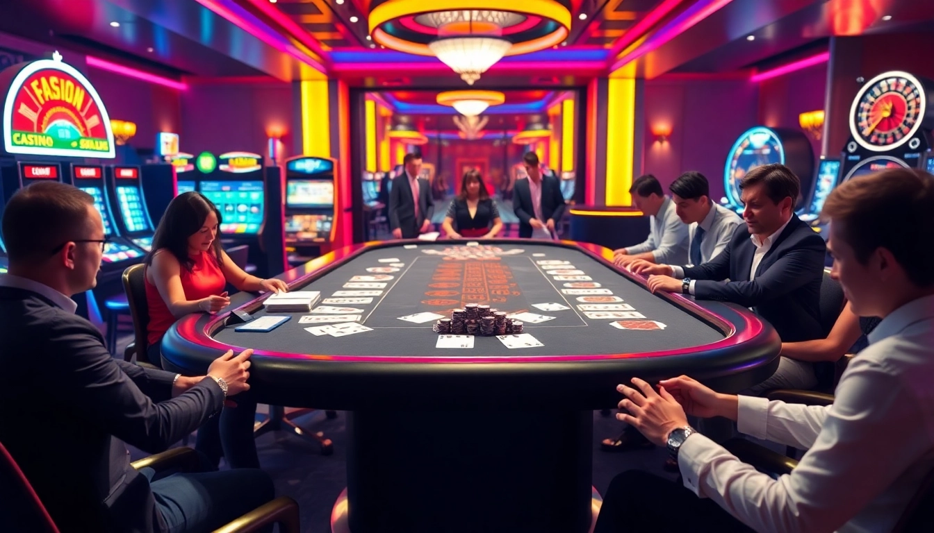 RR88 players enjoying an immersive gaming experience at a stylish casino table.