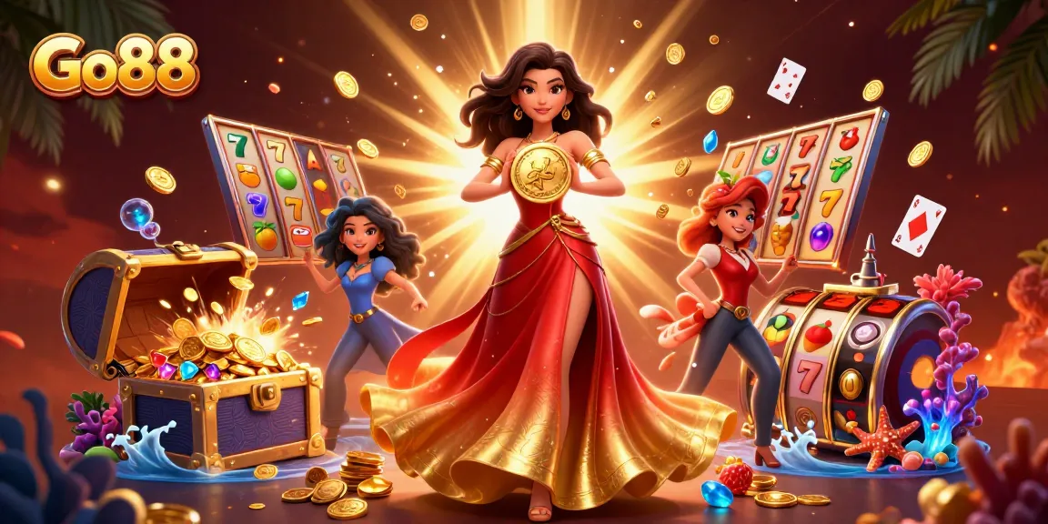 Go88 announces a thrilling jackpot scene with vibrant colors and dynamic casino elements