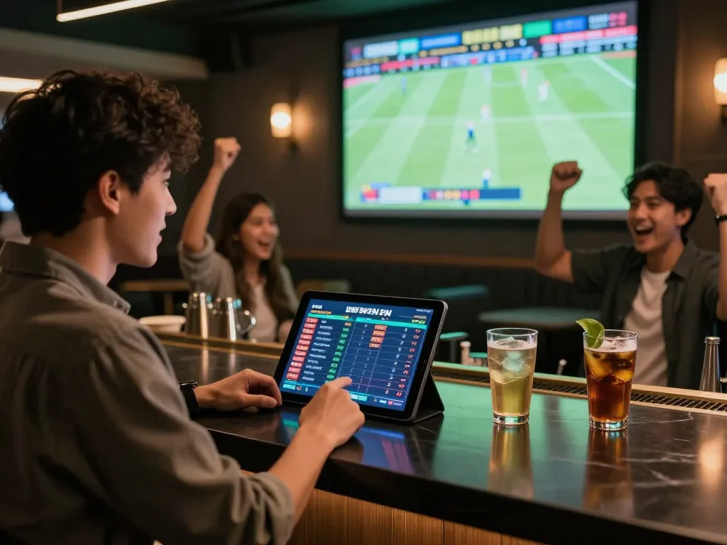 Exciting sports betting experience on UU88 with friends cheering and engaging with live odds.
