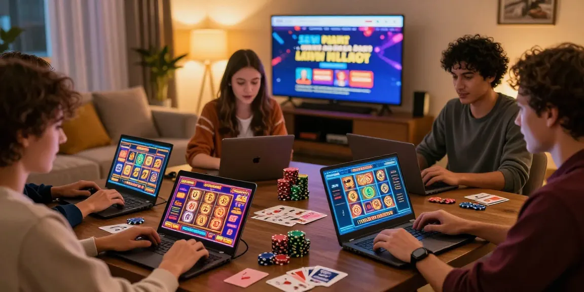 Players enjoying new online casino sites at home, showcasing vibrant gaming atmosphere.