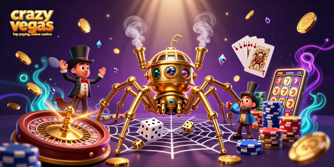 Catching wins with the crazyvegas top paying online casino as golden elements and dice dance in a lively 3D casino scene