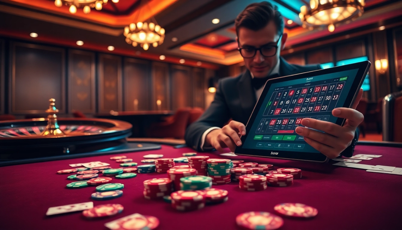 Bem88 offers an exciting casino experience with vibrant gaming tables and high-tech interfaces.
