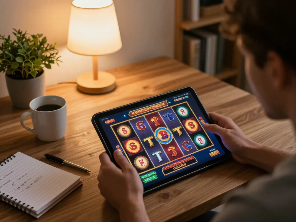 Player enjoying a thrilling F168 online slot game from a cozy home setup, reflecting an engaging gaming experience.