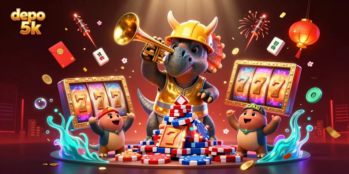 Celebrate big wins with depo 5k while enjoying the excitement of vibrant casino games in this dynamic illustration.
