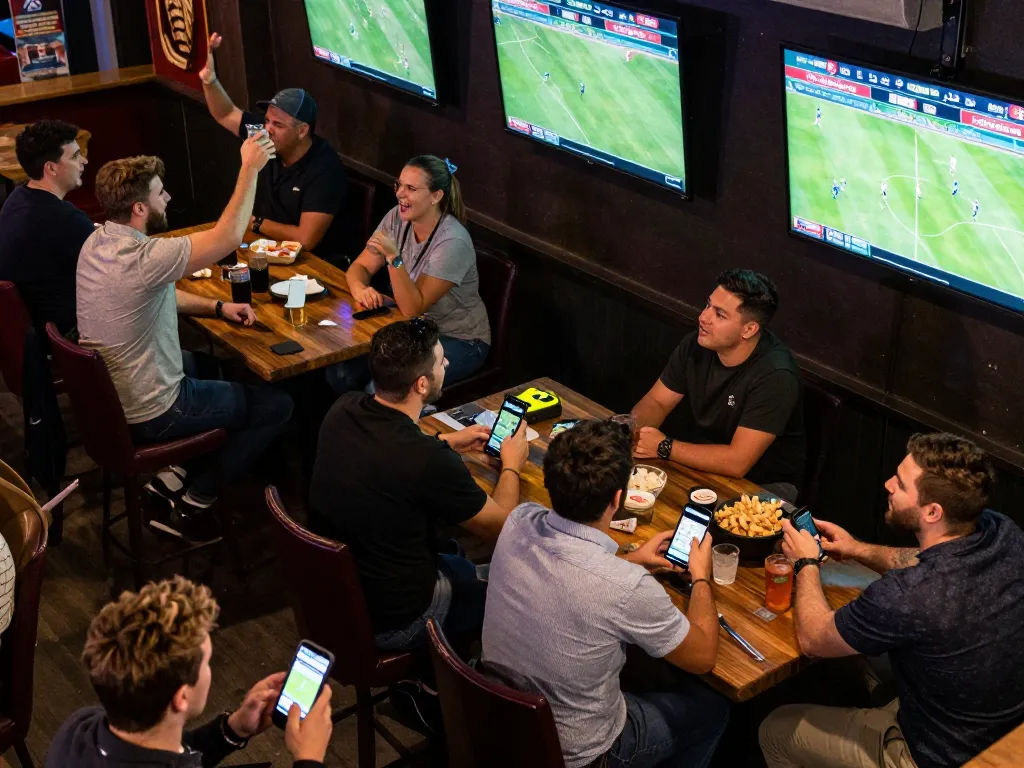 Captivating moment of sports betting at dacsandatphanrang.com with patrons engaged in live events.