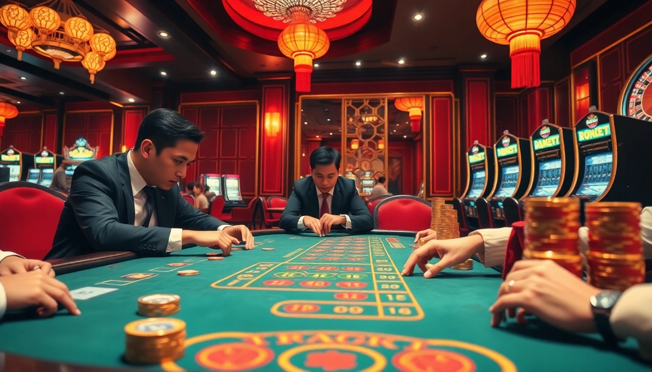 Engage in intense poker action at a luxurious casino inspired by https://hanoiculturetravel.com/, complete with high-stakes atmosphere and vibrant visuals.