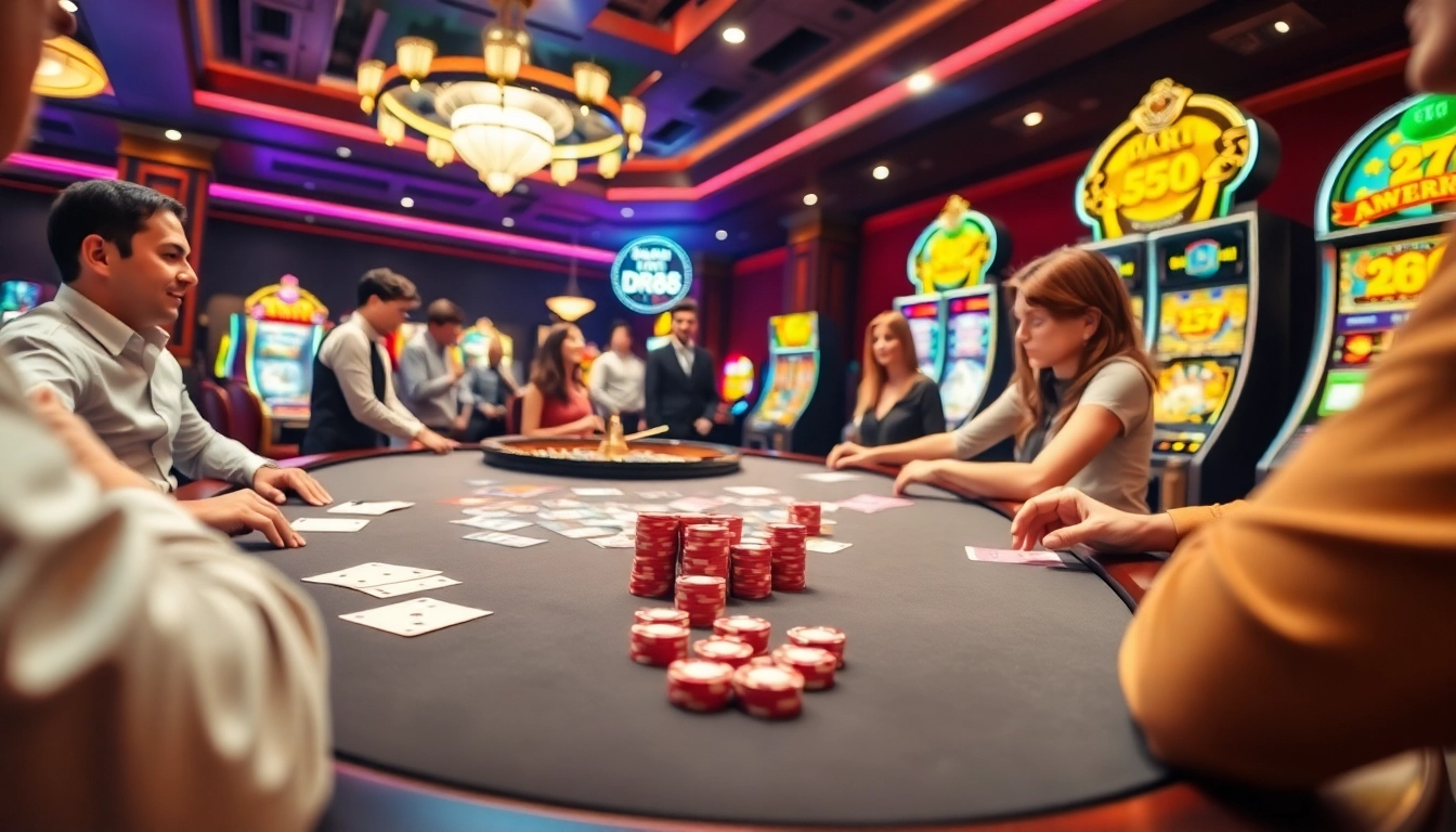 Exciting scene of players engaging in Đăng ký DR88 at a luxury casino table.