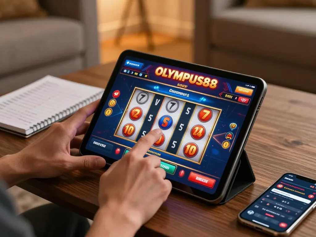 Engaging in OLYMPUS88 online gaming with vibrant interface and strategic betting.