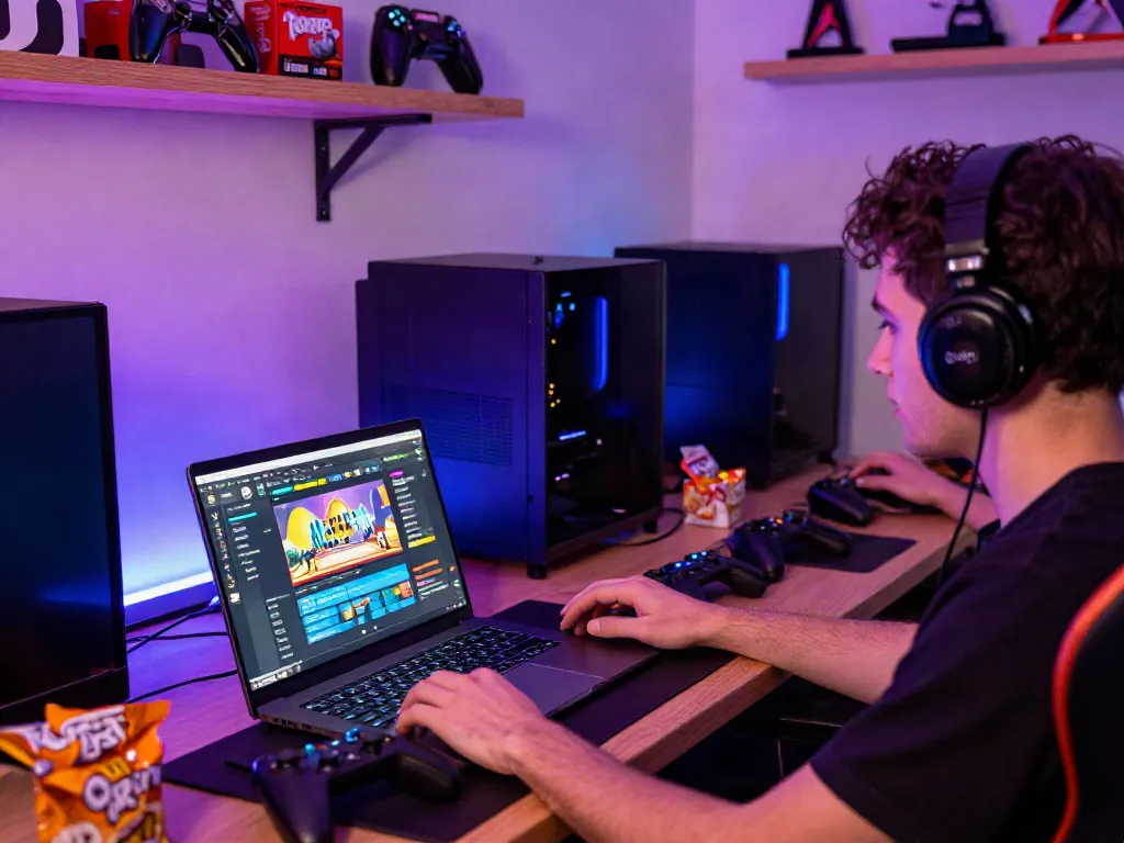 Player enjoying a thrilling gaming experience on the akunjp platform with modern setup and colorful LED lights.