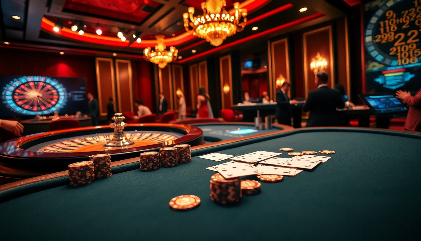 High-stakes poker action at MB66 casino with vibrant chips and elegant cards.