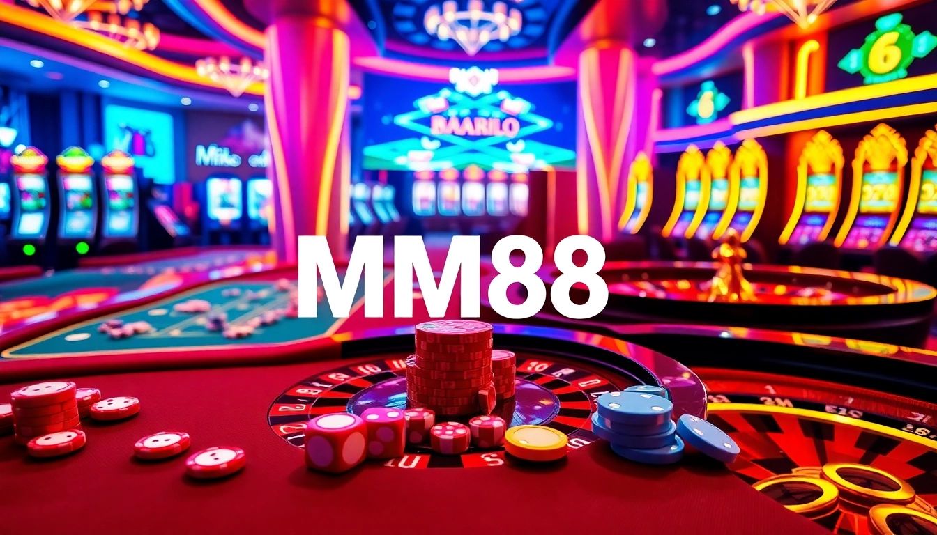 Experience the thrill of MM88 with vibrant casino gaming elements and a professional atmosphere.