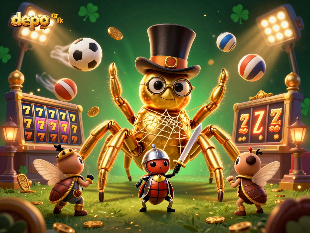 Engaging scene featuring the depo 5k golden tarantula and beetle knight amid dynamic slot elements.