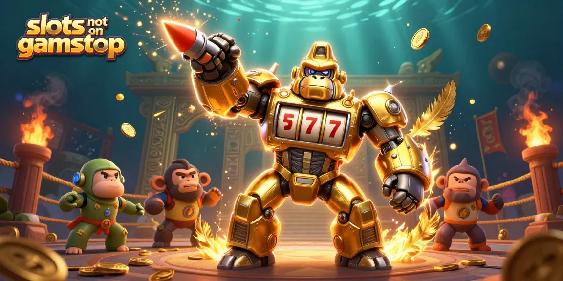Engage in slots not on gamstop with dynamic golden gorilla mech and vibrant casino elements.