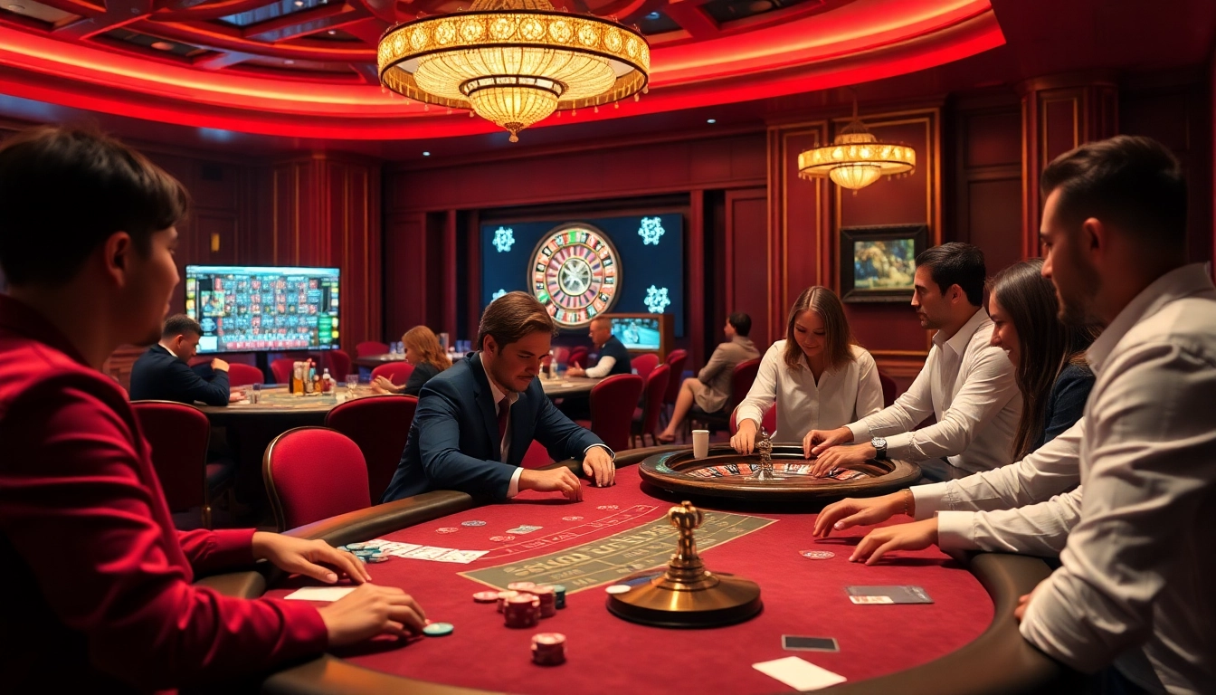 Experience the thrill of cassino pix with players at a modern poker table, showcasing vibrant chips and cards.