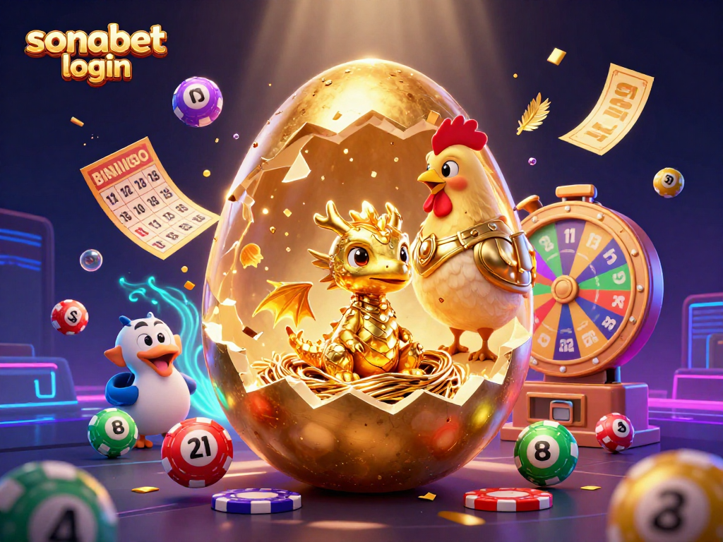 Experience the excitement of sonabet login with a dazzling 3D illustration showcasing a golden dragon and dynamic casino elements.