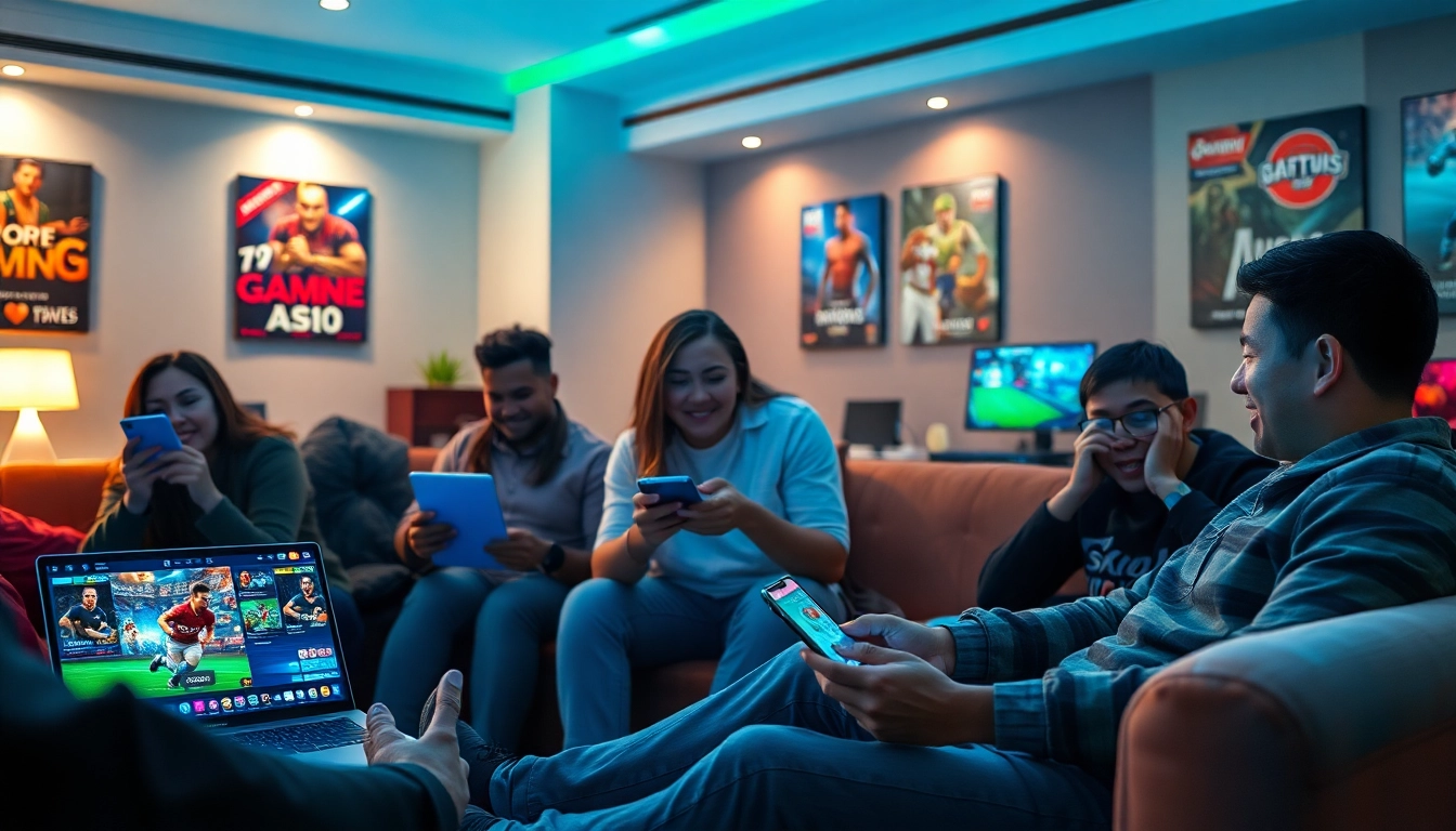 Exciting gaming atmosphere at 79king, showcasing diverse players enjoying casino games and sports betting online.
